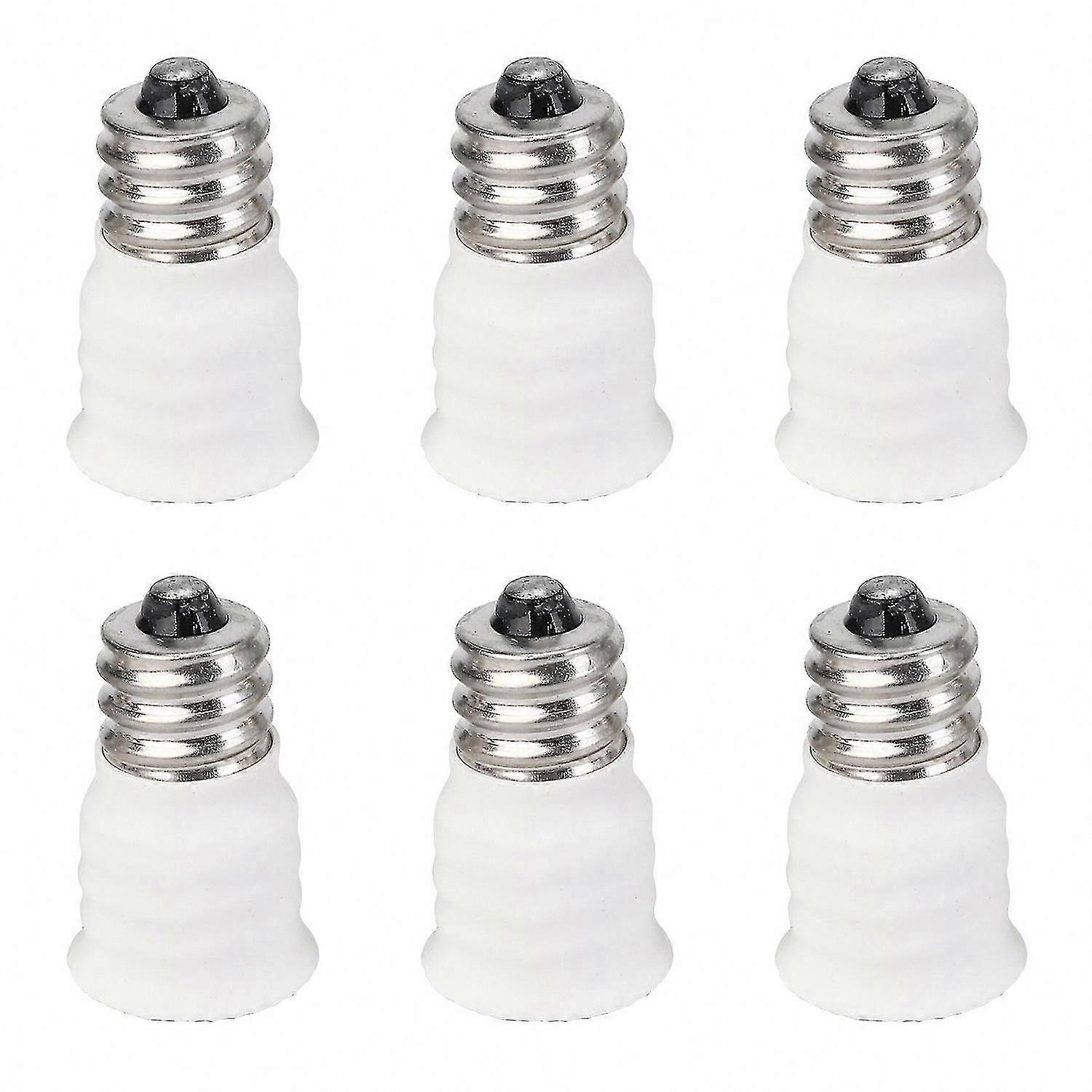 E12 to E14 Bulb Converter Adapter - 6 Pack White Lamp Socket Changer for LED Lights