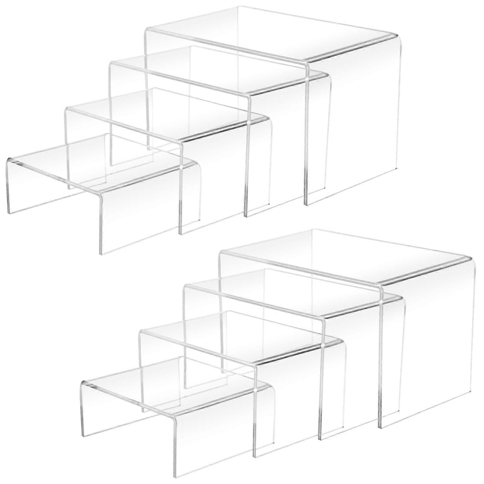 8Pcs Acrylic Display Risers Clear MultiSize Stands for Cupcakes Desserts Figures and Events