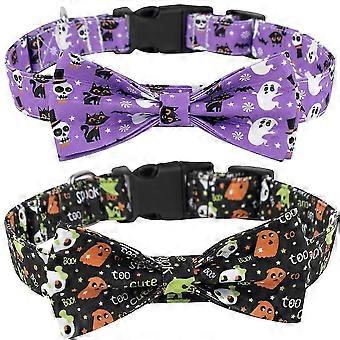 2 Pcs Dog And Cat Collar With Bow Adjable Comfortable Dog Collar