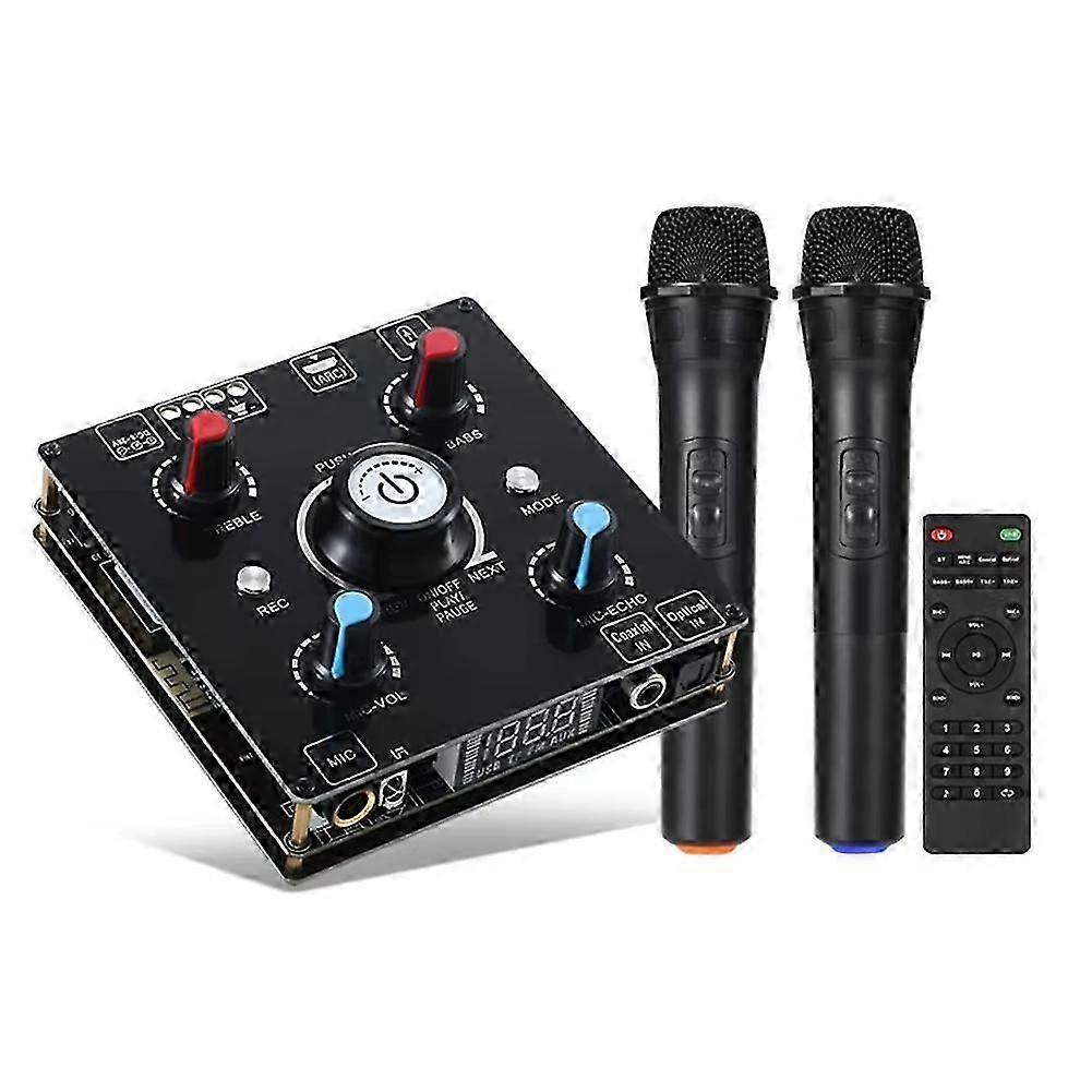 Dual Microphone Karaoke Machine Bluetooth 5.0 Sound Power Amplifier Integrated Amp & U-Disk Player H