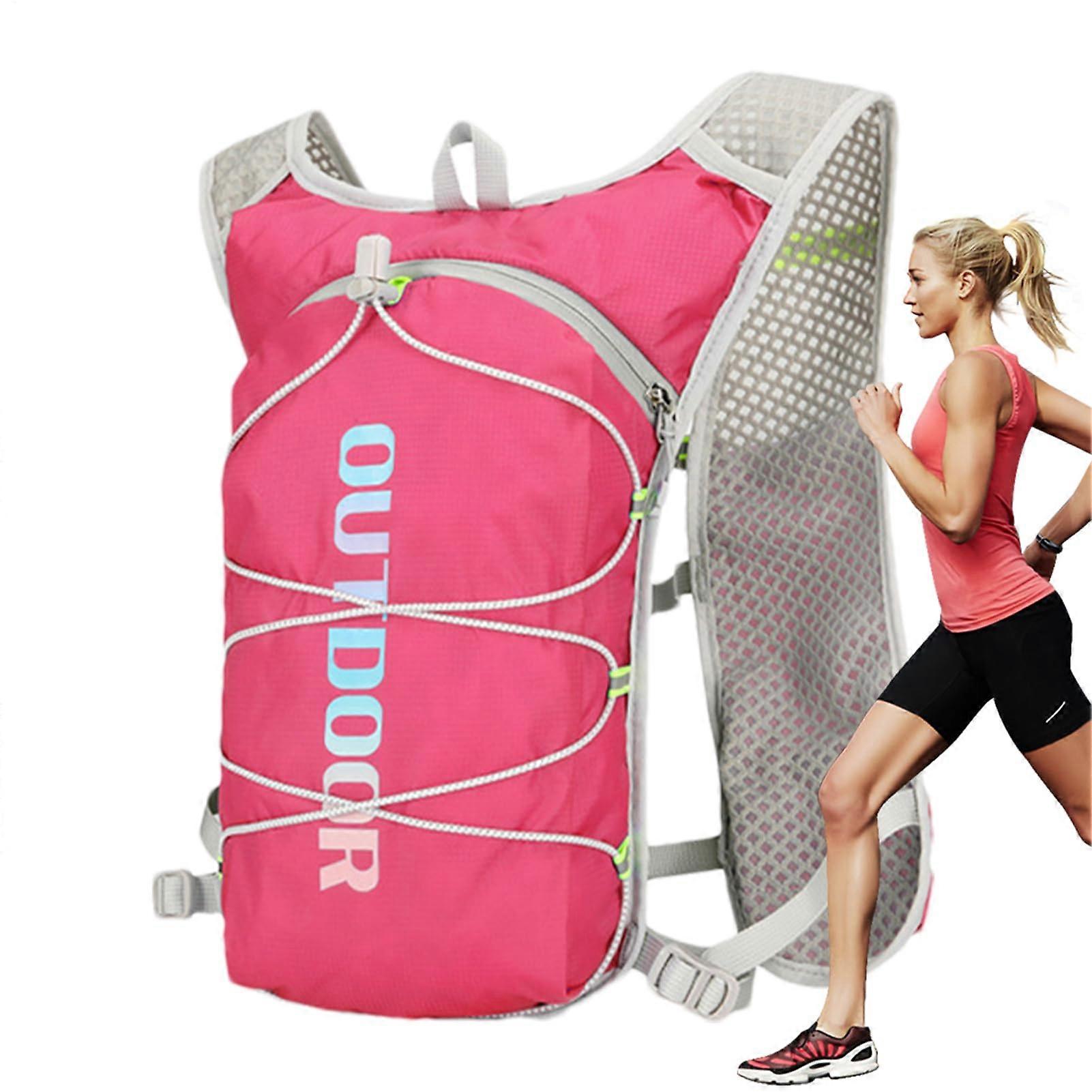Hydration Backpack with Reflective Strips LeakResistant Breathable Mesh for Running Hiking Hot Pink
