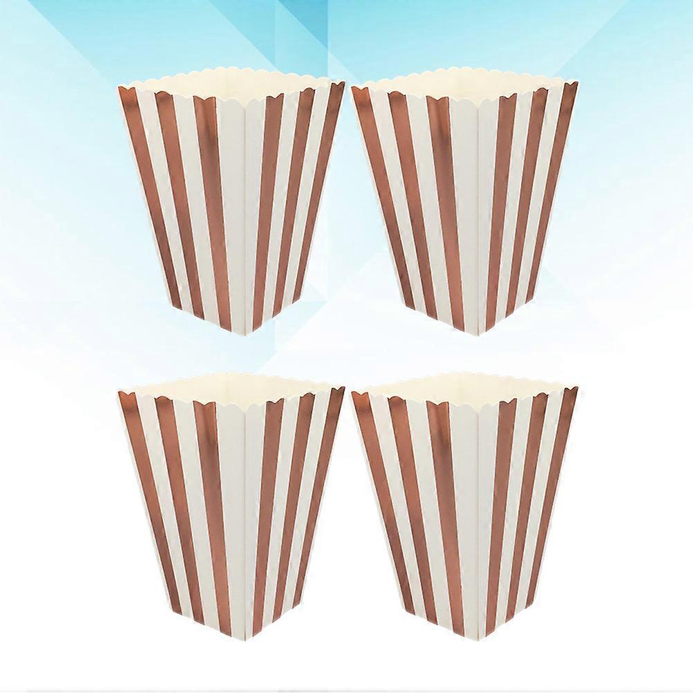 Rose Gold Paper Popcorn Boxes for Storage 24Pcs Vertical Stripe Design