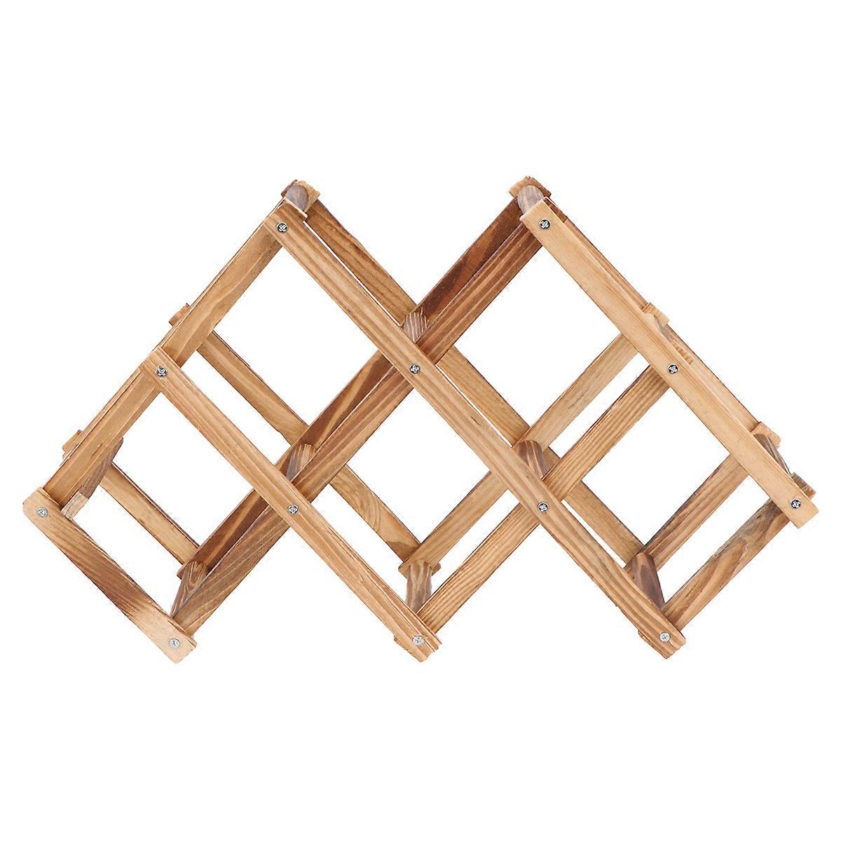 1Pcs Wooden Wine Storage Rack for Storage Use Brown Foldable Wine Stand