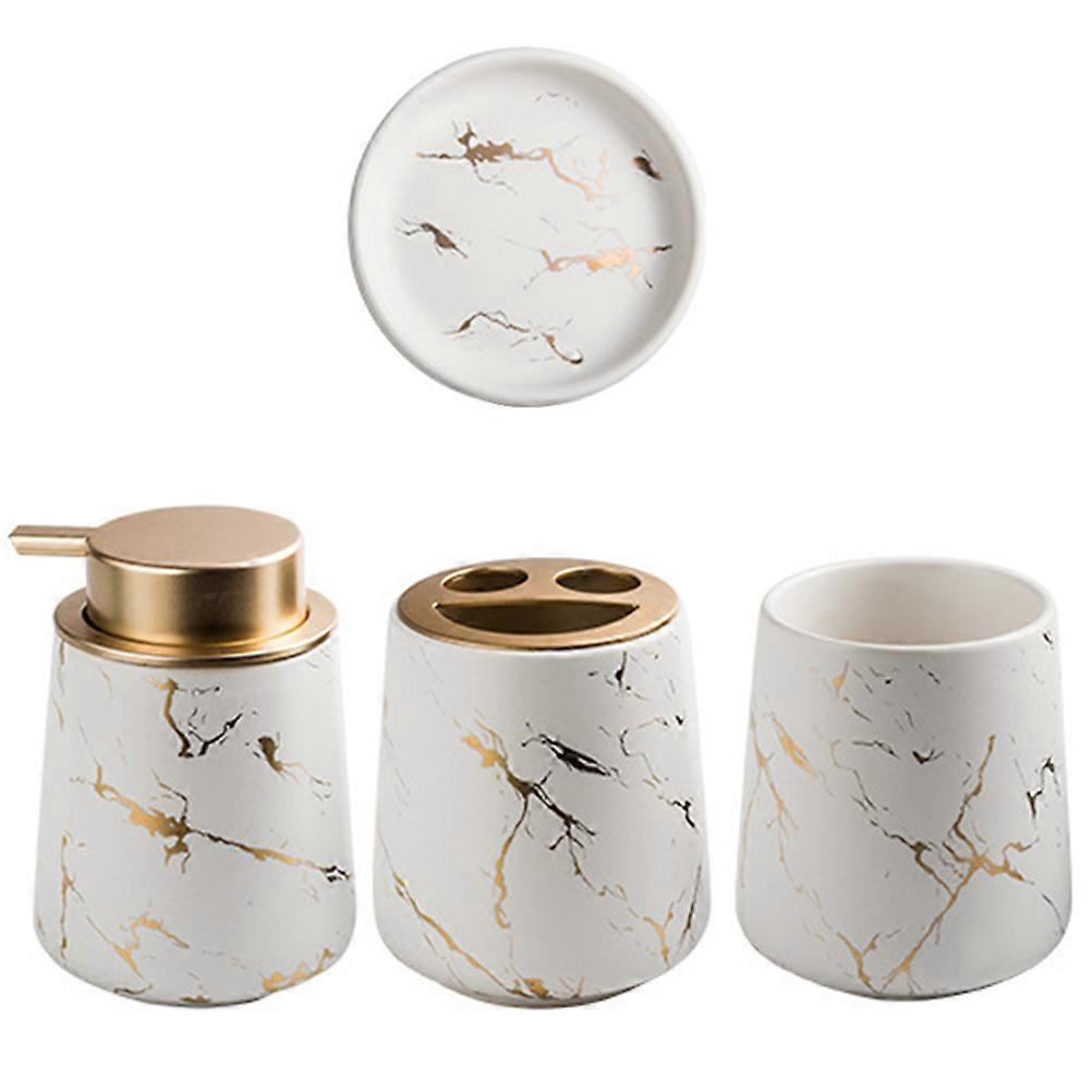 Ceramic Bathroom Washing Supply Toothpaste Cup Set for Storage Use 1Set