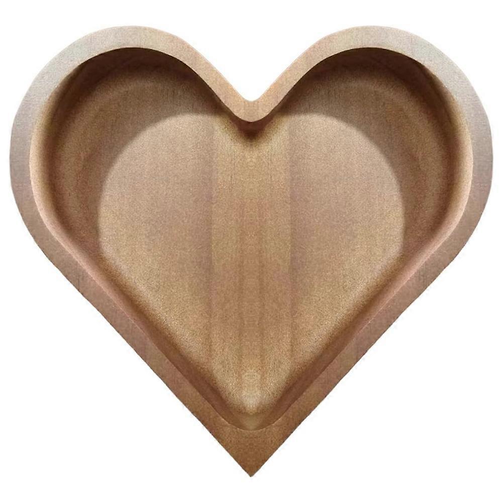 Heart Shaped Wooden Bowl Decorative Fruit Tray Stackable Snack Dessert Plate