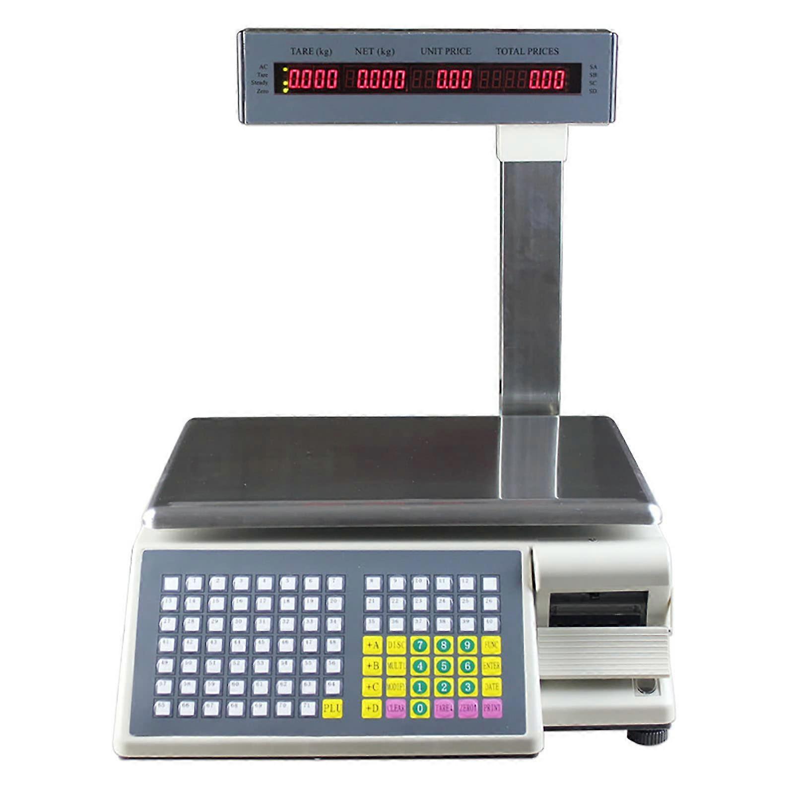 Digital  Computing Scale with Thermal Label Printer, 30lb 15kg DualSided Display Grocery Scale