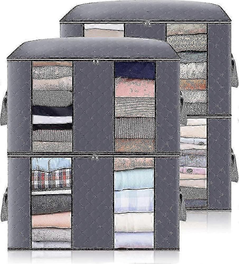 4pcs Large Capacity Clothes Storage Bag With Compartment, Storage Box Clothes
