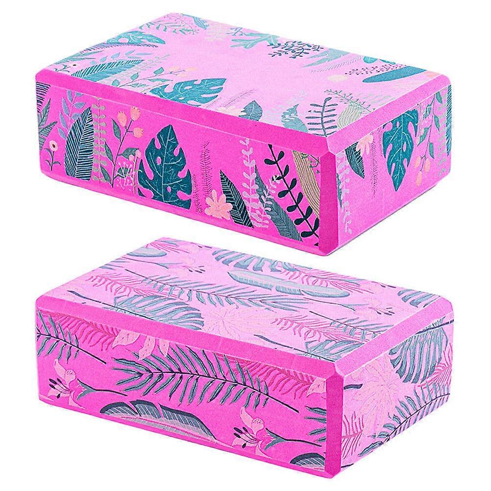 Rectangular Yoga Bricks for Fitness 2Pcs Set Durable Eva Exercise Blocks Rosy