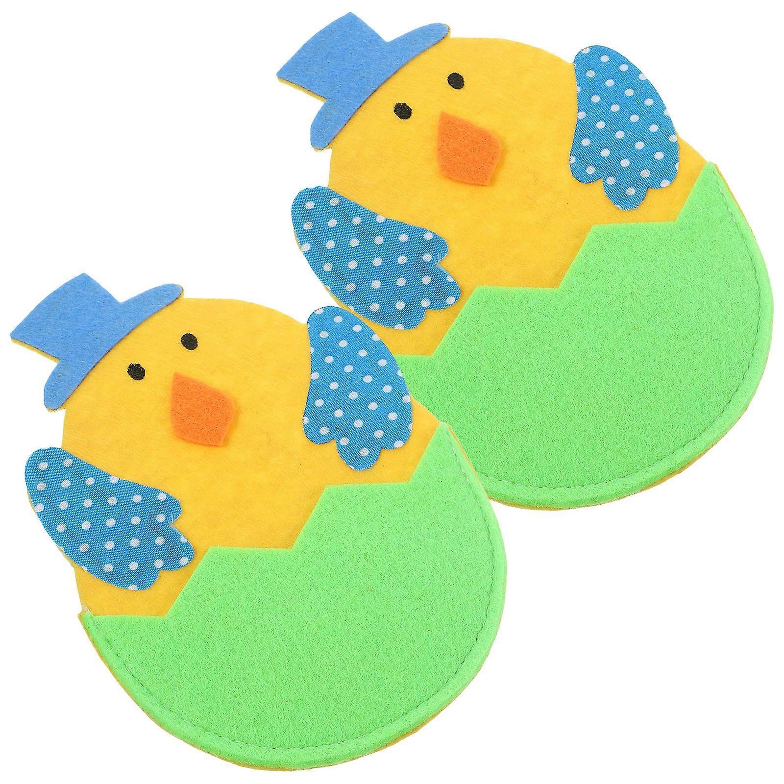 Cutlery Pouch Bag Chicken Shape for Storage 2Pcs Easter Fork Holder