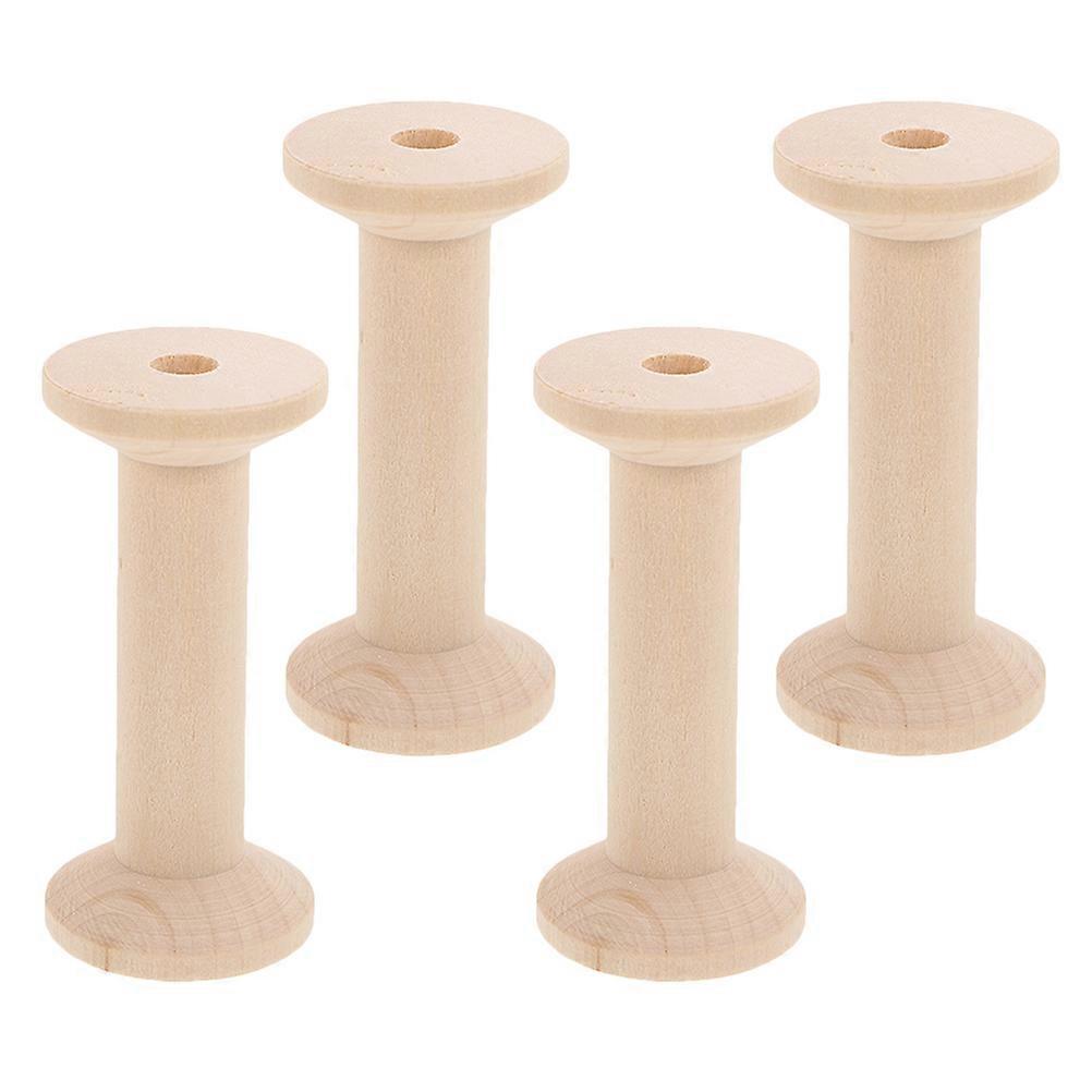 Wooden Empty Thread Spools for Sewing with 4Pcs Durable Winding Rollers