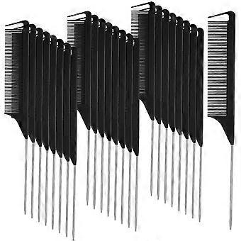 30 Pcs Rat Tail Combs Bulk Steel Pin Rat Tail Carbon Fiber Heat Resistant Teasing Combs Fine Tooth Pintail Braiding Hair Tools for Stylists Salon Sec