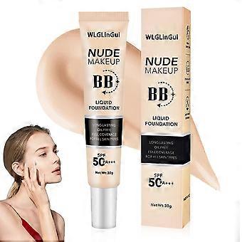 BB Cream with SPF 50+ for Dry Skin, Full Coverage Foundation and Long Lasting Natural Finish