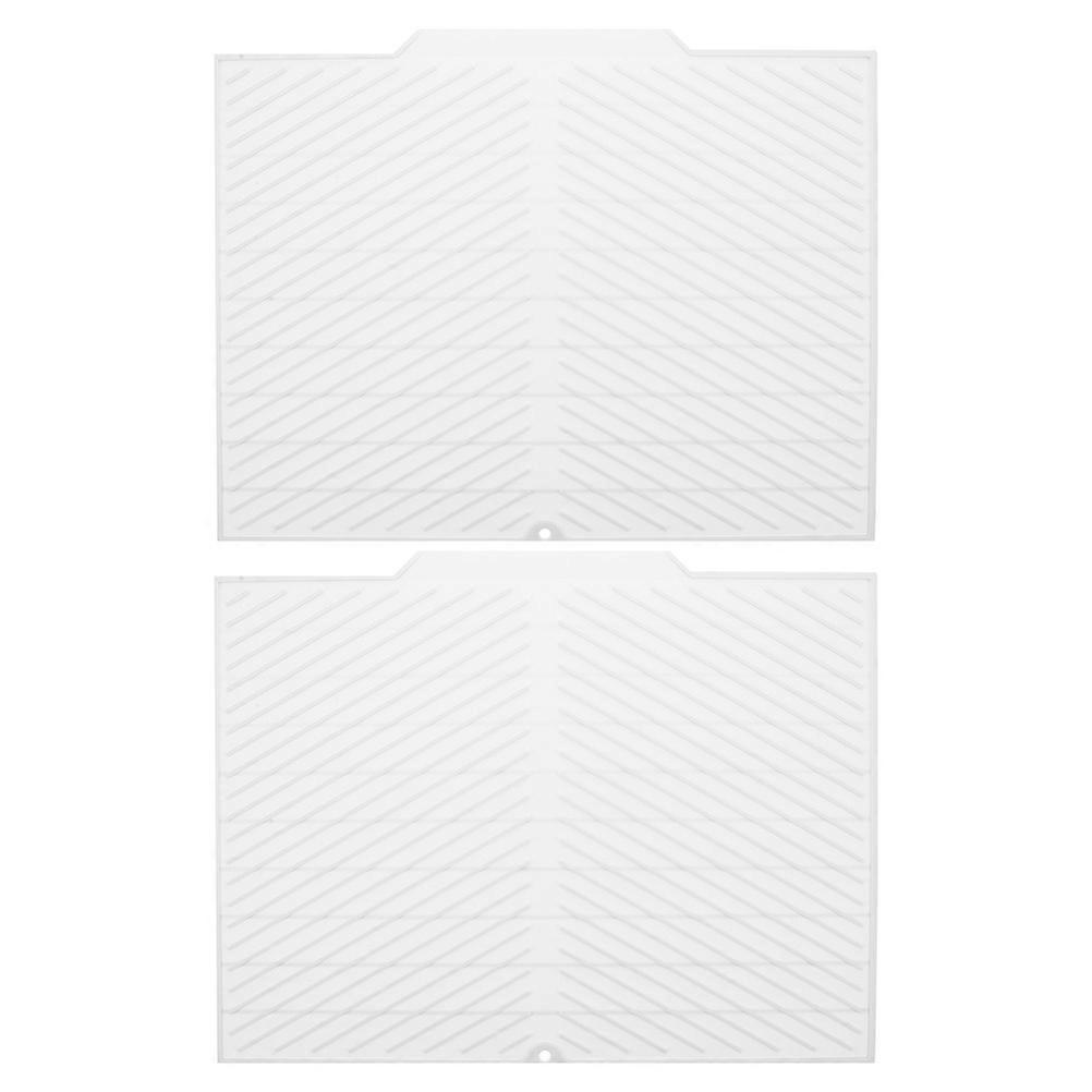 Kitchen Silicone Dish Mat White Heat Resistant Drying Pad 8Pcs Set