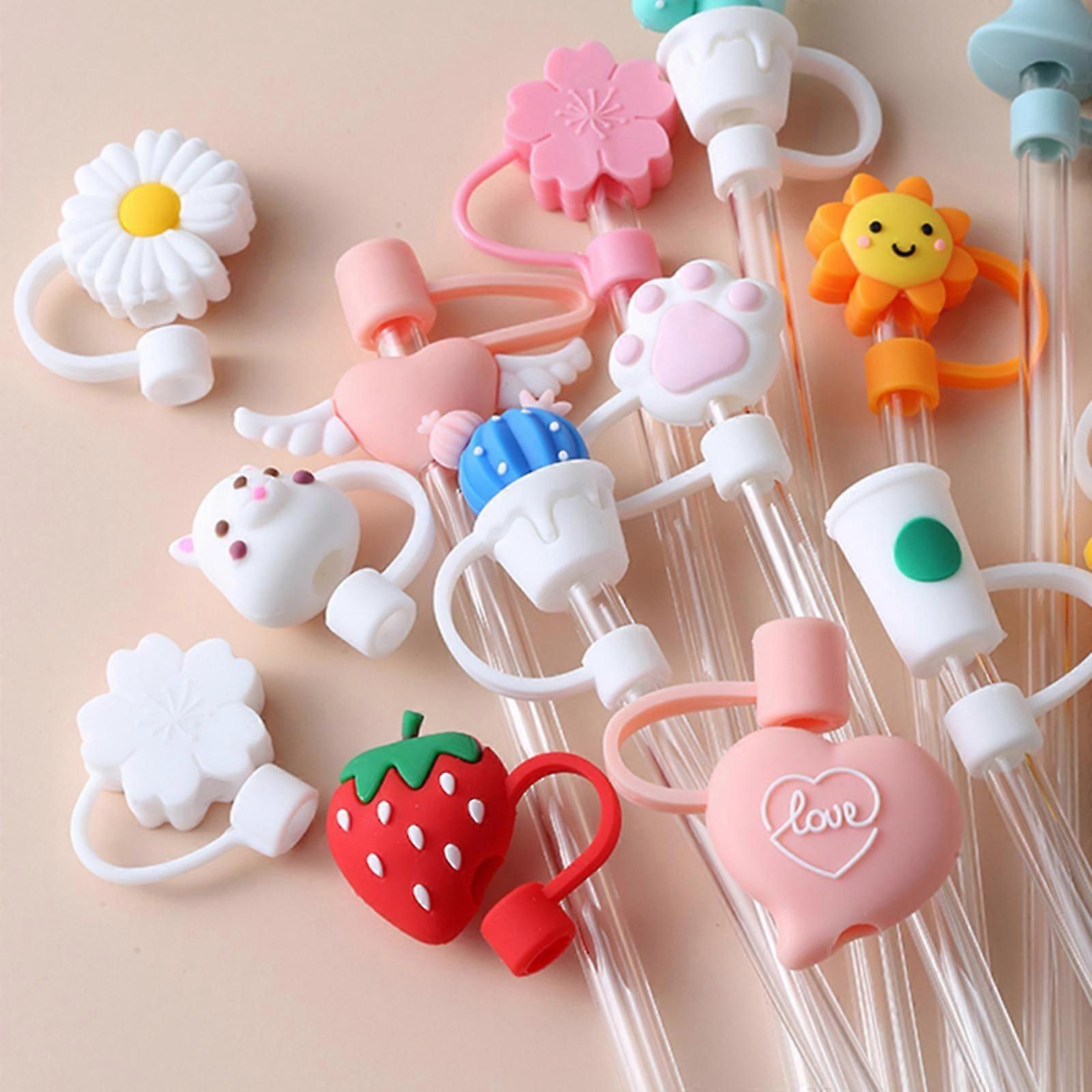 Dustproof Splashproof Reusable Silicone Straw Lids Cute Straw Tip Covers