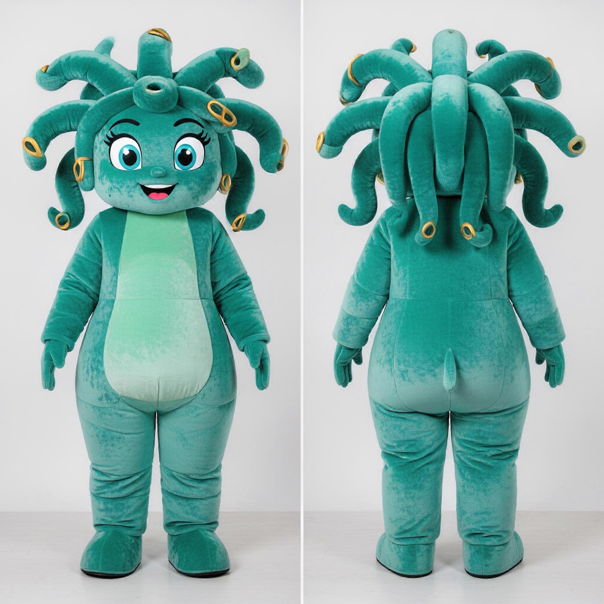MASTICOT Teal Serpentine Medusa Mascot