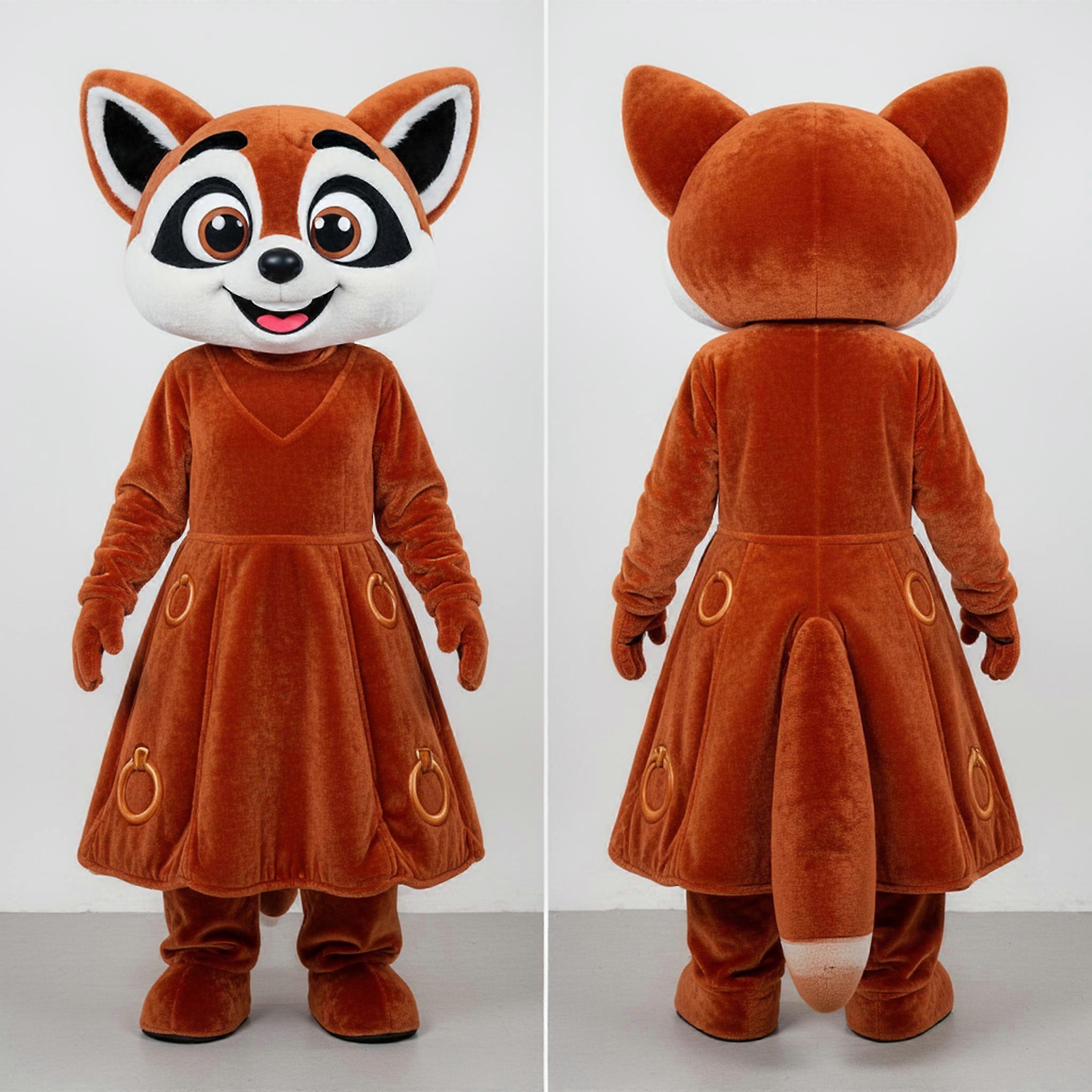 MASTICOT Rust Orange Cartoon Lemur Mascot