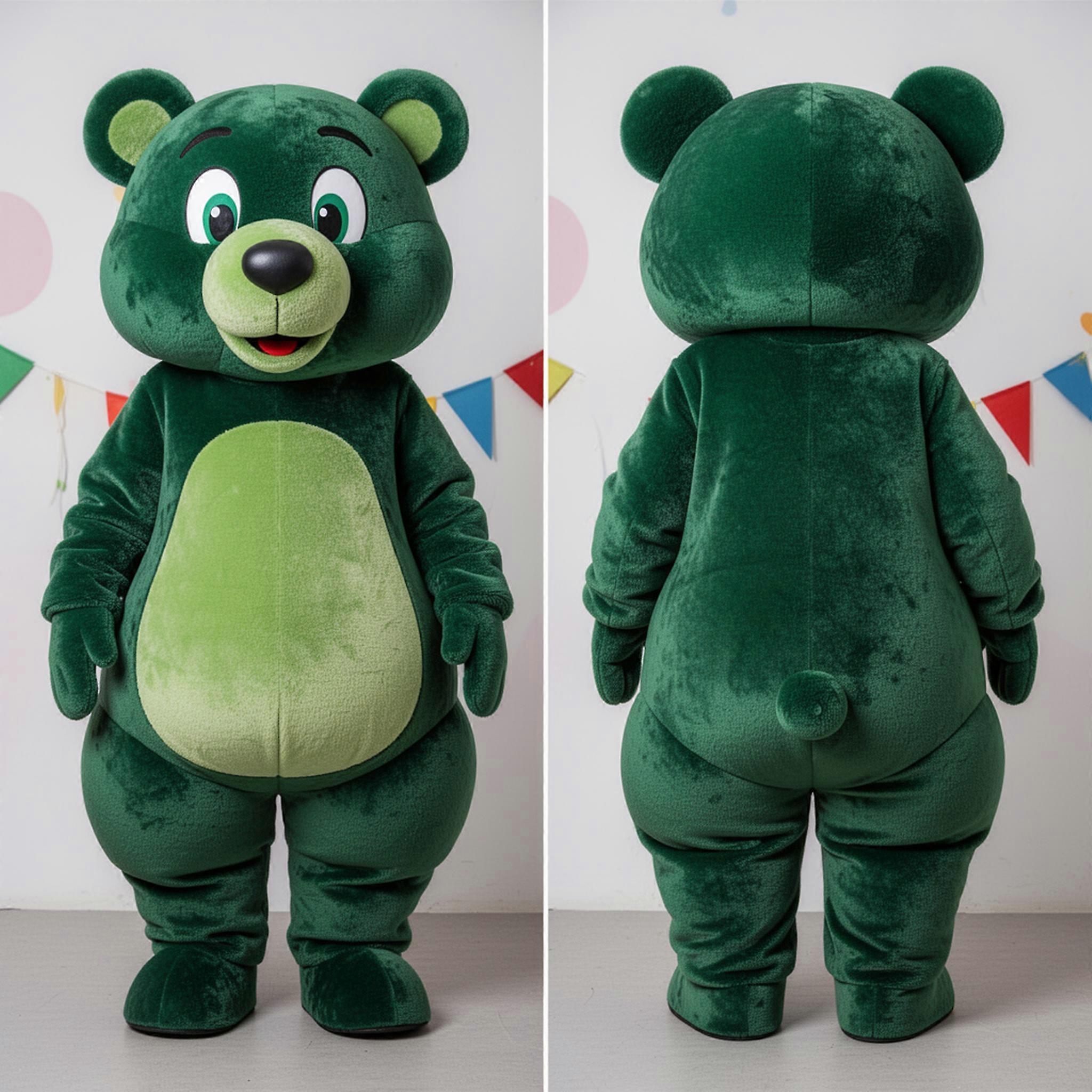 MASTICOT Forest Green Velvety Bear Mascot