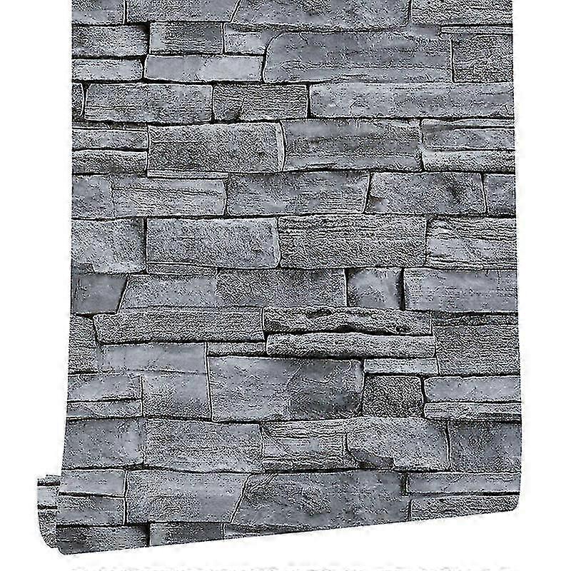 3D decorative PVC plastic wallboard, gray ceramic tile - 0.45 * 6m, one roll