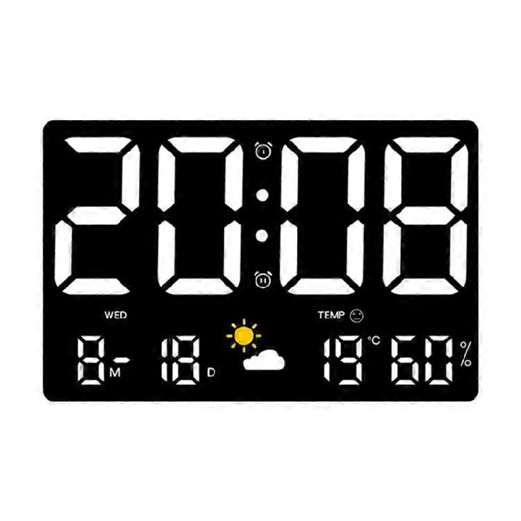 Large LED Digital Wall Desk TableClock Induction Humidity Temp Date Week Display