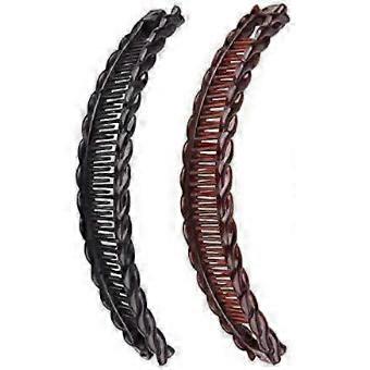 2Pack One Black And One Brown Large Banana Clips Fish Clips Long Hair Clips Banana Fish Clip Comb Grip, Barrettes, Hair Accessories-brnv