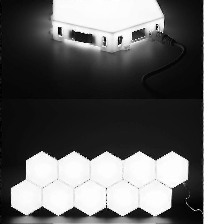 10pcs Hexagon Honeycomb Tile Quantum Touch Lights Diy Assembly Splicing Rgb Lamp