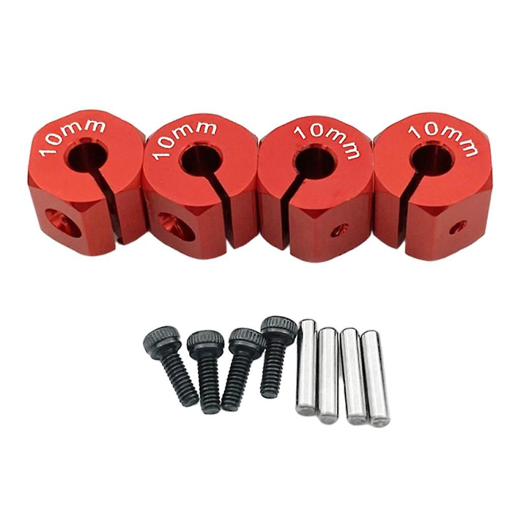 4x Rc Hex Wheel Hubs Drive Adapter For Scx10 Cc01 1/10 Rc Car 8mm Red