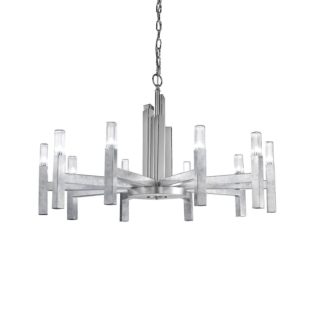 Spigolo Multi Arm Pendant Ceiling Light 10 Light Silver Leaf