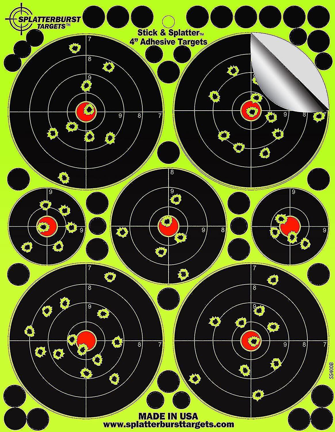Splatterburst Targets - 8 X 12 Inch Stick & Splatter Mini Silhouette - Self Adhesive Shooting Targets - Gun - Rifle - Pistol - Airsoft - Bb Gun - Pell