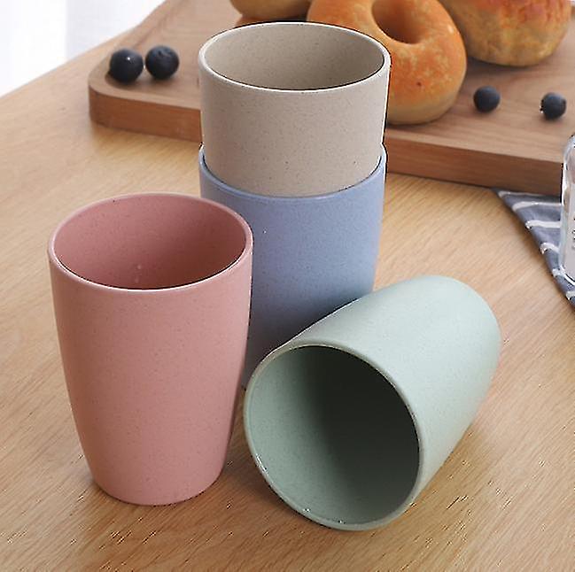 Eco-friendly Unbreakable Reusable Drinking Cup For Adult, Wheat Straw Biodegradable Healthy Tumbler Set 4