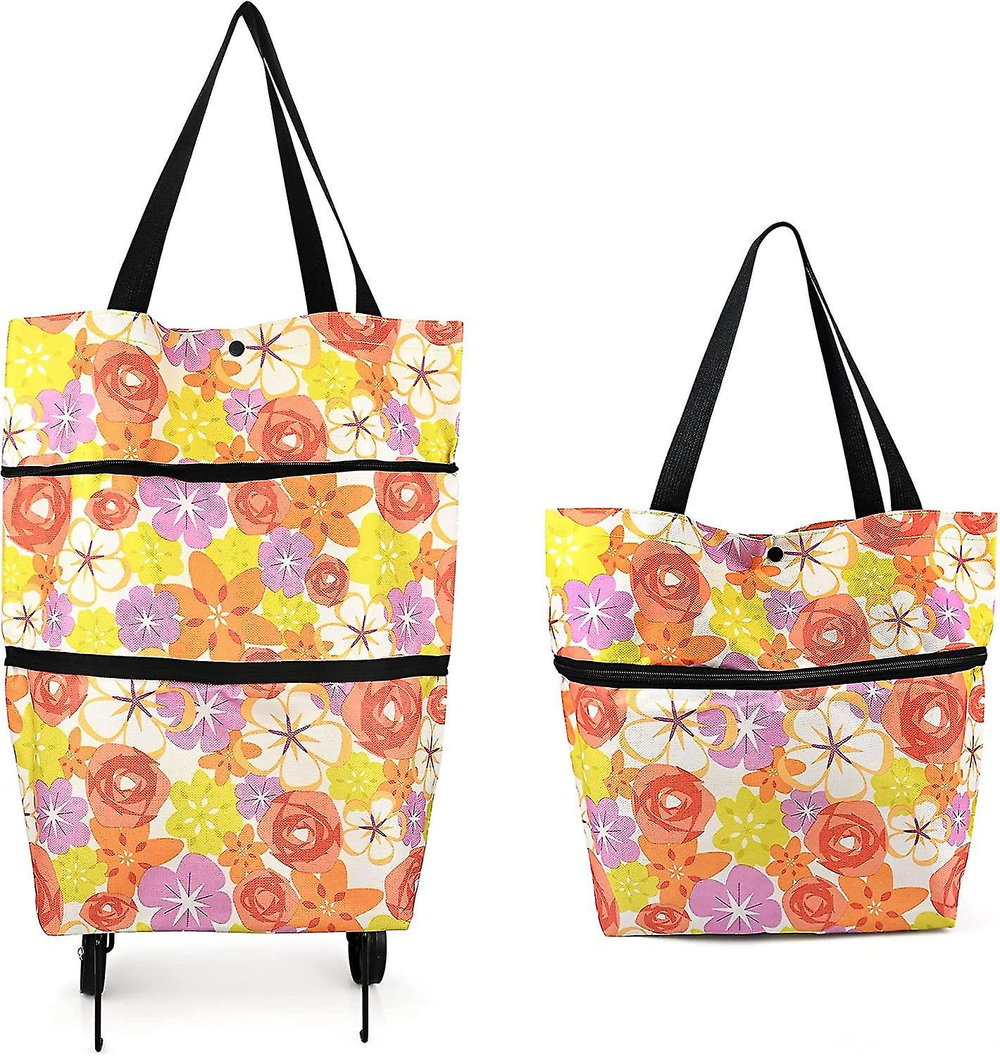 2 In 1 Trolley Home Tote Shopping Bag Waterproof Foldable Capacity 15kg (green)(4-d-1)