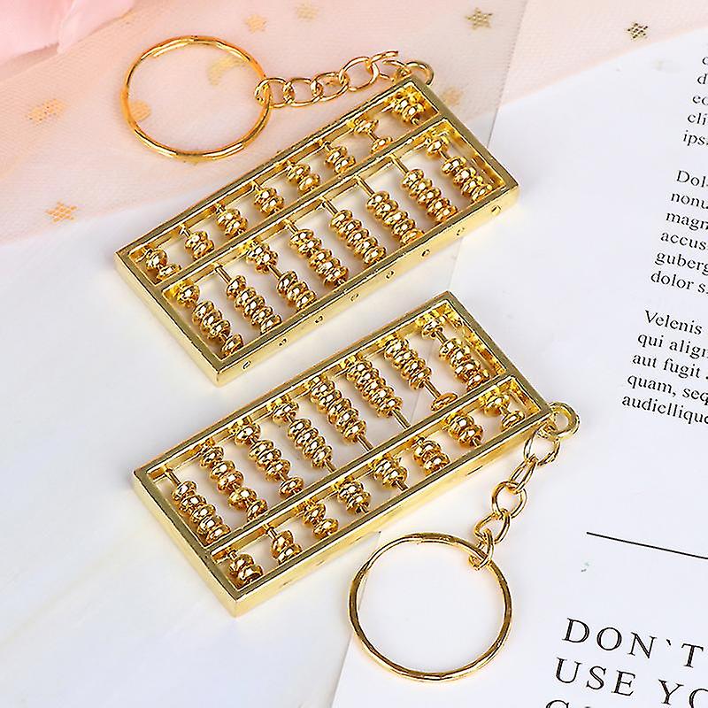 1 Pcs Golden Chinese Accounting Tool 8 Rows Abacus Keychain Ring Keychain