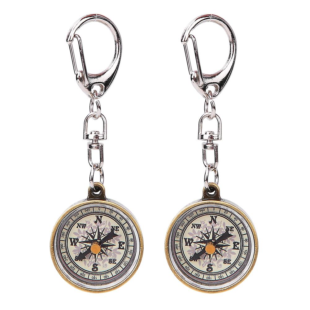 Compass Keychain,2PCS Vintage Portable Zinc Camping Compass Navigation Tools Achieve More