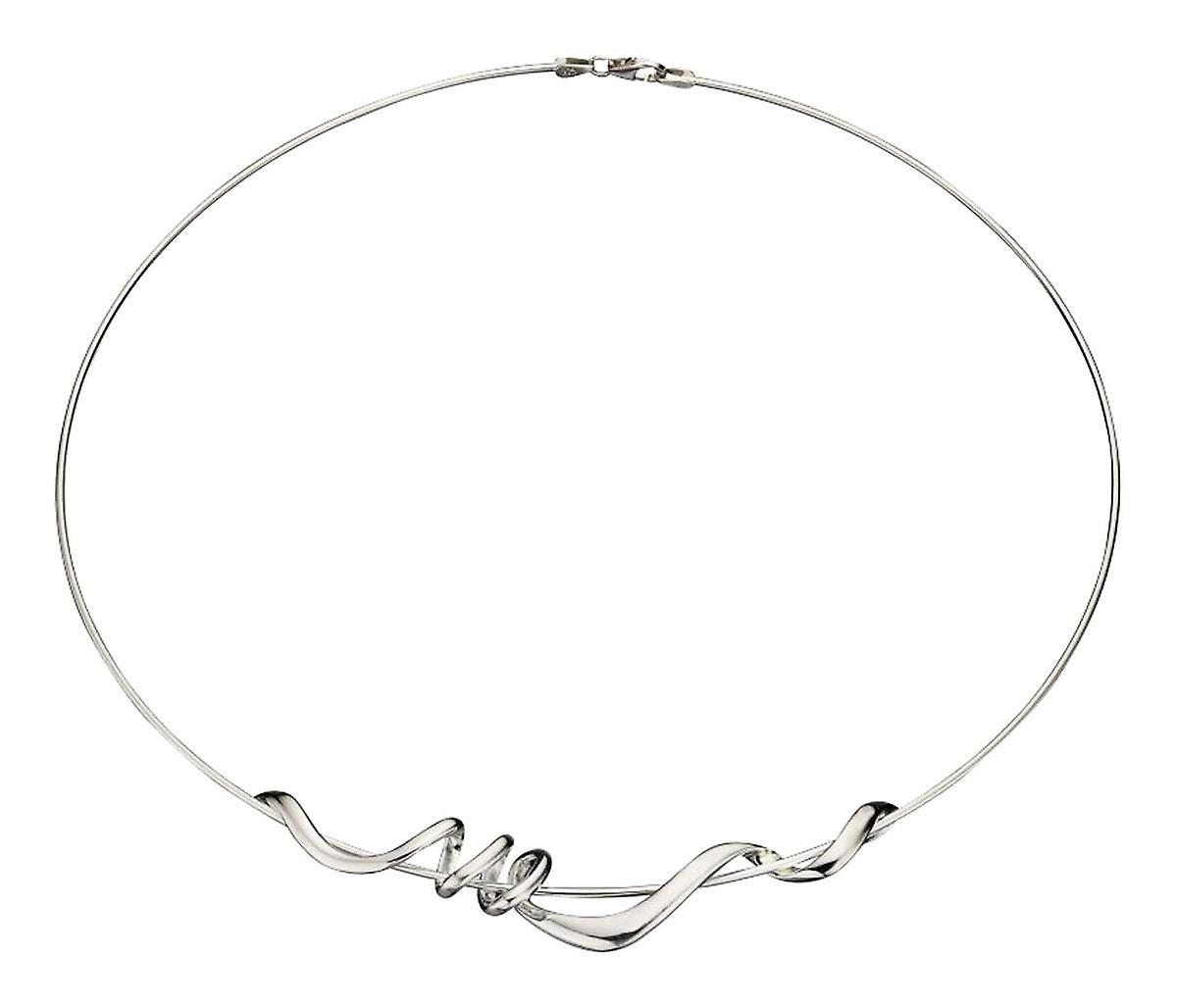 Elements Silver Twisted Design Torque Necklace - Silver