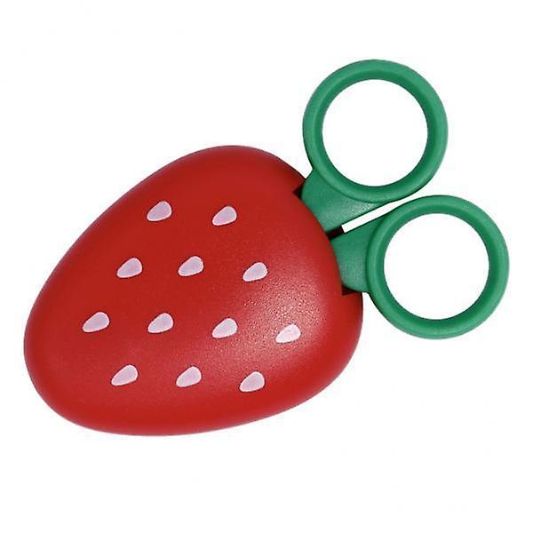 2xRound Head Safety Scissors with Fruit Shaped Magnet Holder Strawberry