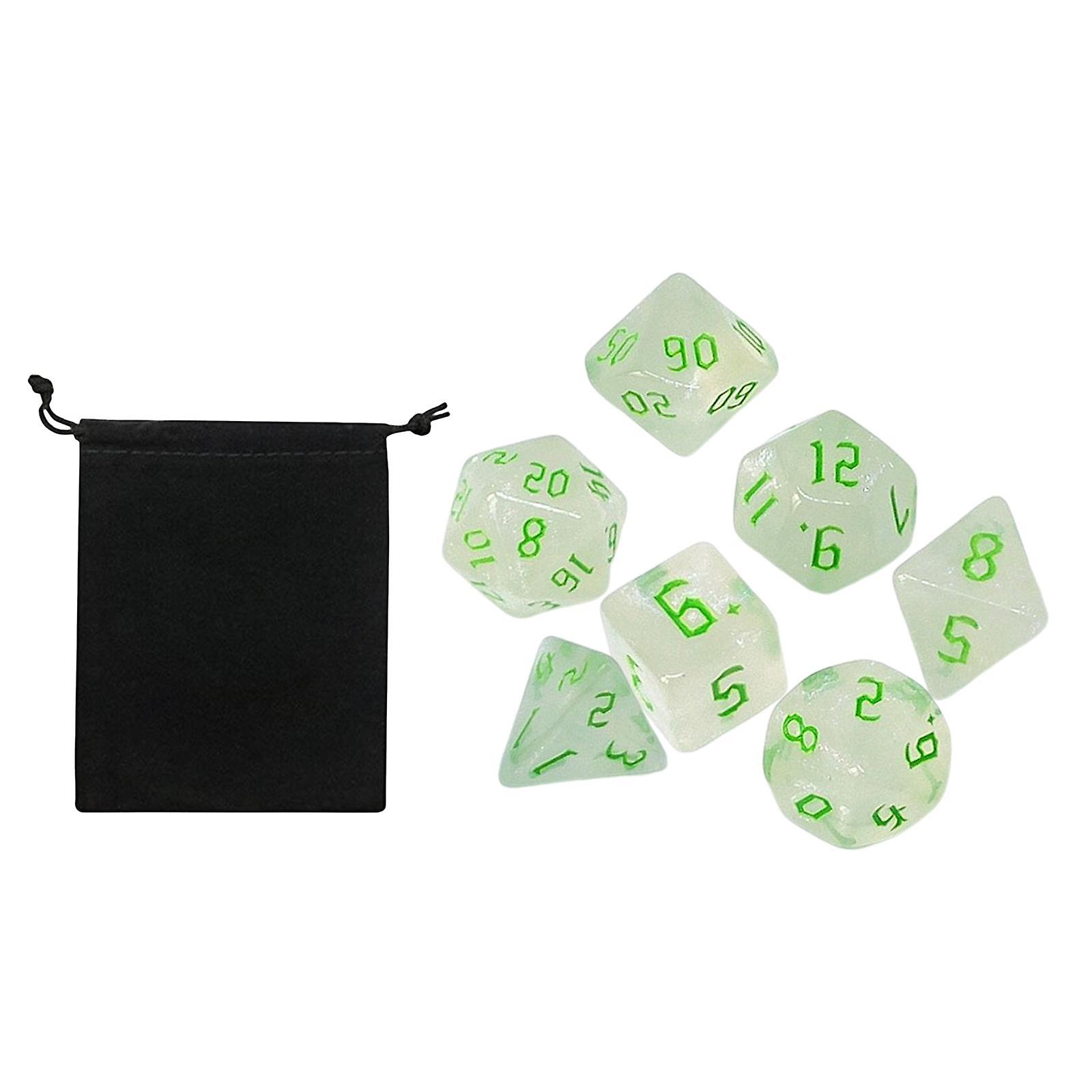 7x Polyhedral Dices Table Game Dices for Holiday Party Supplies Role Playing Green
