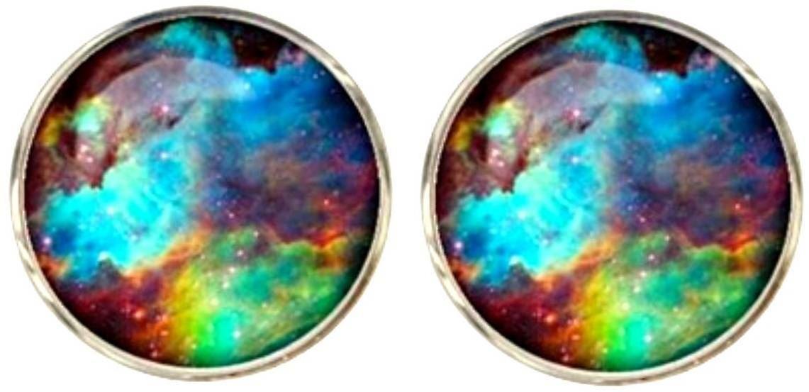 Bassin and Brown Nebula and Galaxy Cufflinks - Blue/Green/Wine