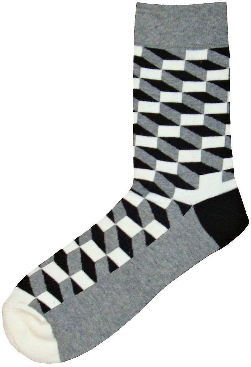 Bassin and Brown Optical Check Socks - Black/Grey/White
