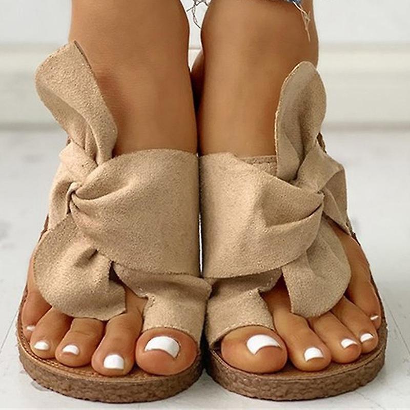 Women S Twist Knot Flat Toe Loop Slides Solid Color Open Toe Bohomian Outdoor Slippers Summer Beach Slides Shoes