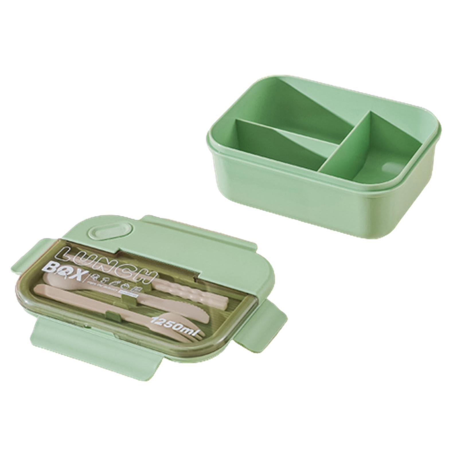 Portable Lunch Box Plastic 2/3 Compartments Bento Box With Tableware For School