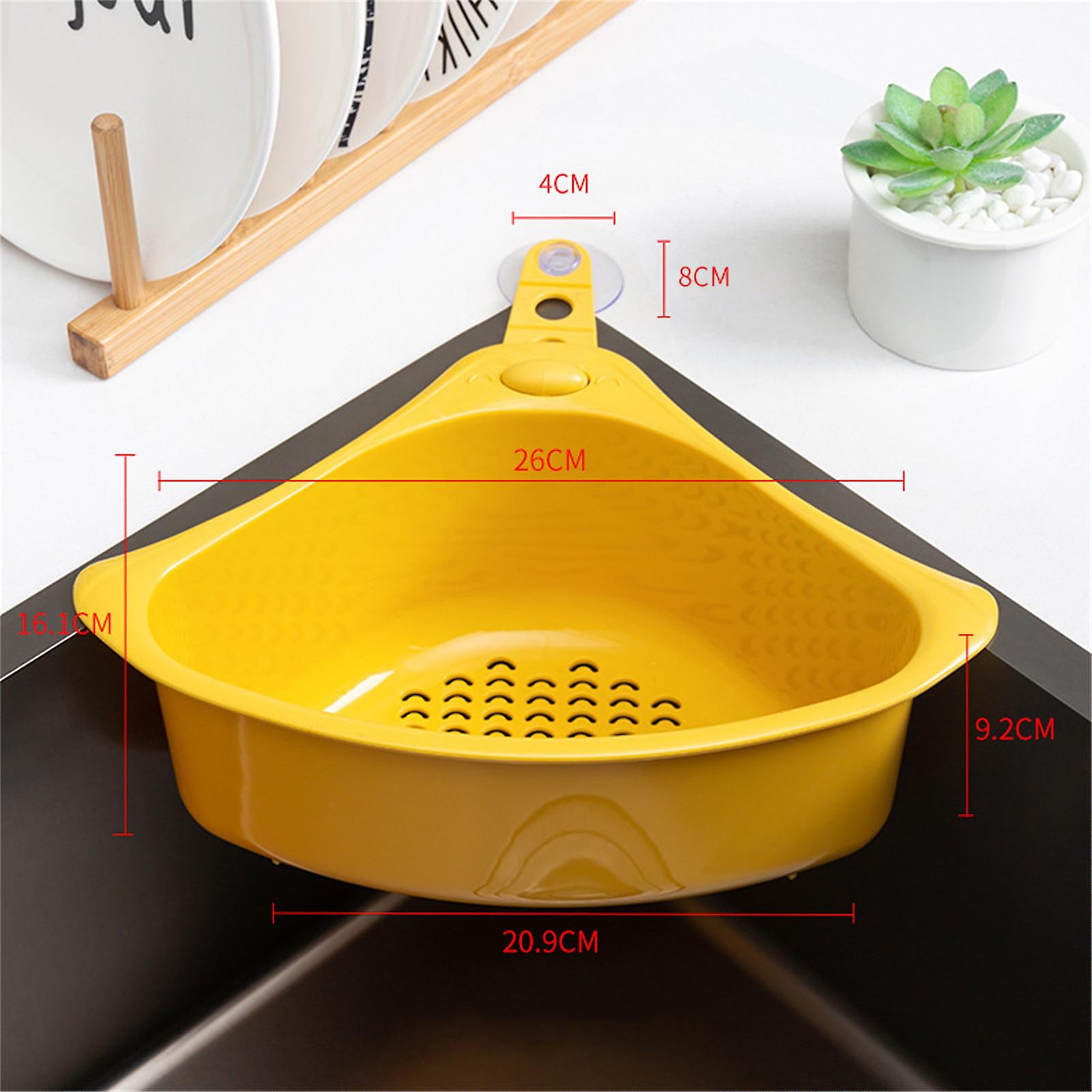Kitchen Triangular Sink Kitchen Triangular Drain Basket Corner Kitchen Sink Strainer Basket for Kitchen(Yellow)