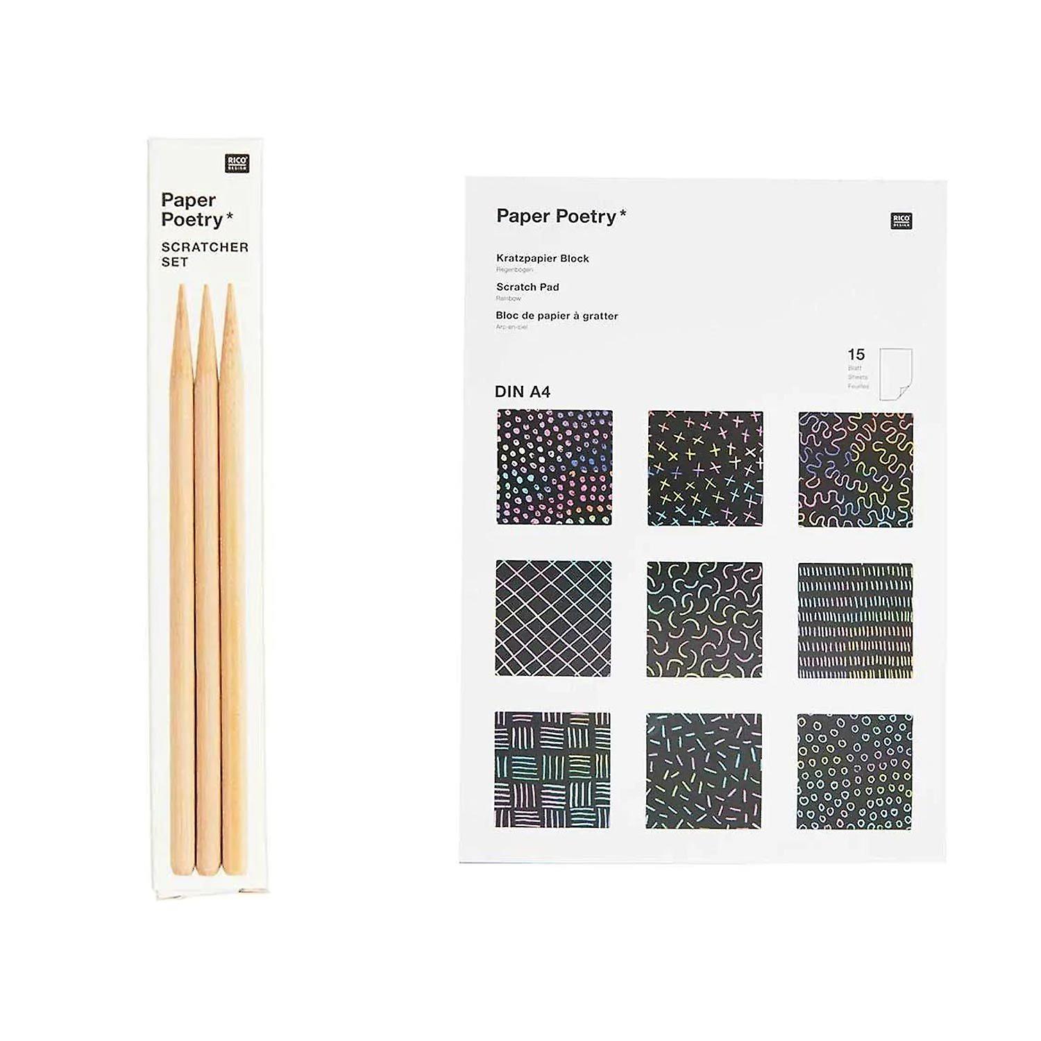 Block of 15 Rainbow scratch papers A4 + 3 styluses