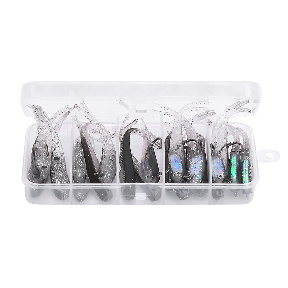 20 pcs Soft Fishing Lure Gray Color with Hook without Hooks Artificial Bait Kit for freshwater Seawater