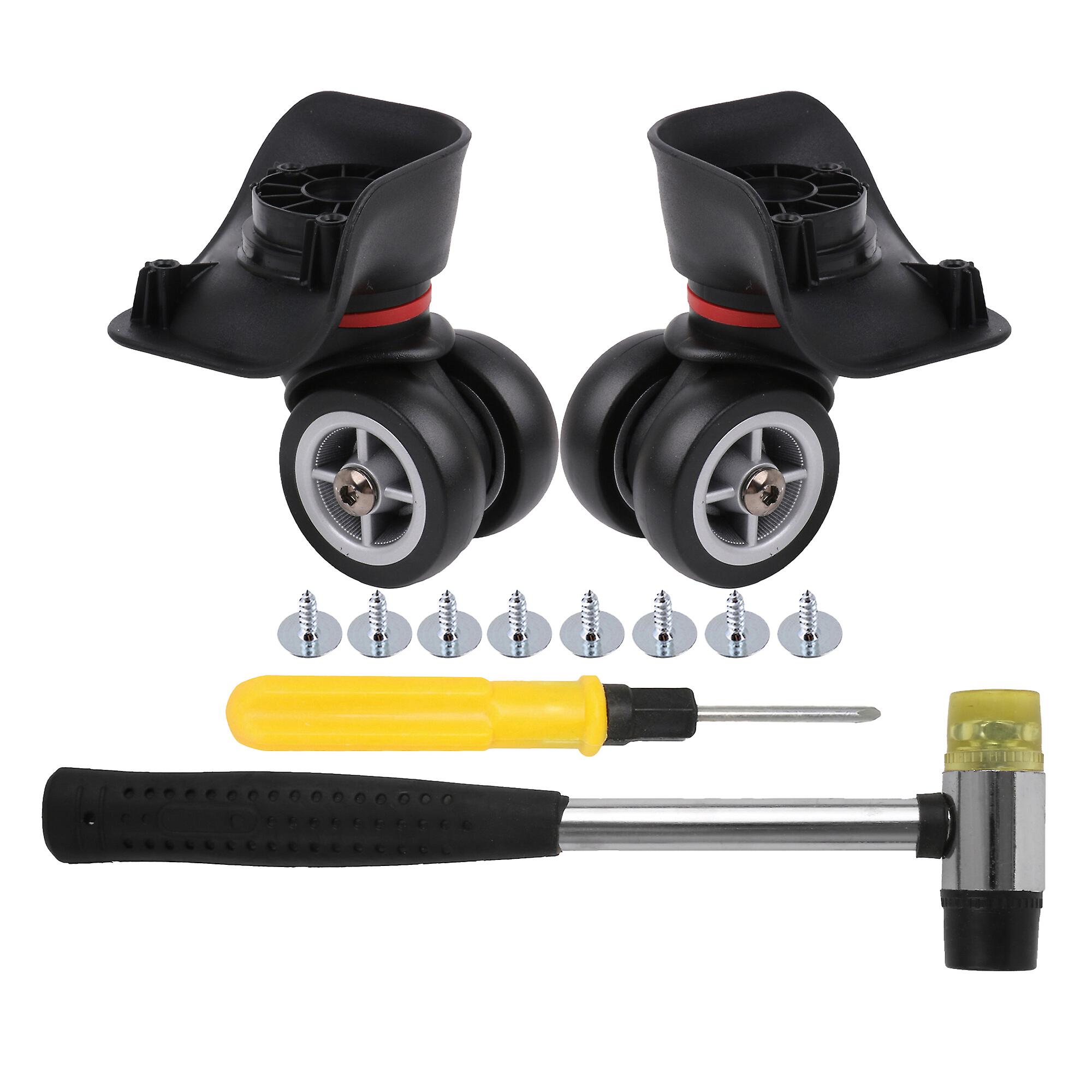 2 Pcs Suitcase Spinner Wheels 3.93 Inch W042 w/ Rubber Head Hammer Tool