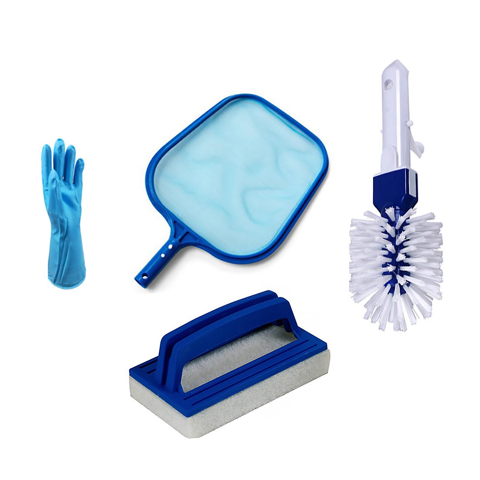 Pool Cleaning Tool Set Swimming Pool Leaf Net Sponge Brush Handheld Cleaning Brush Gloves Kit