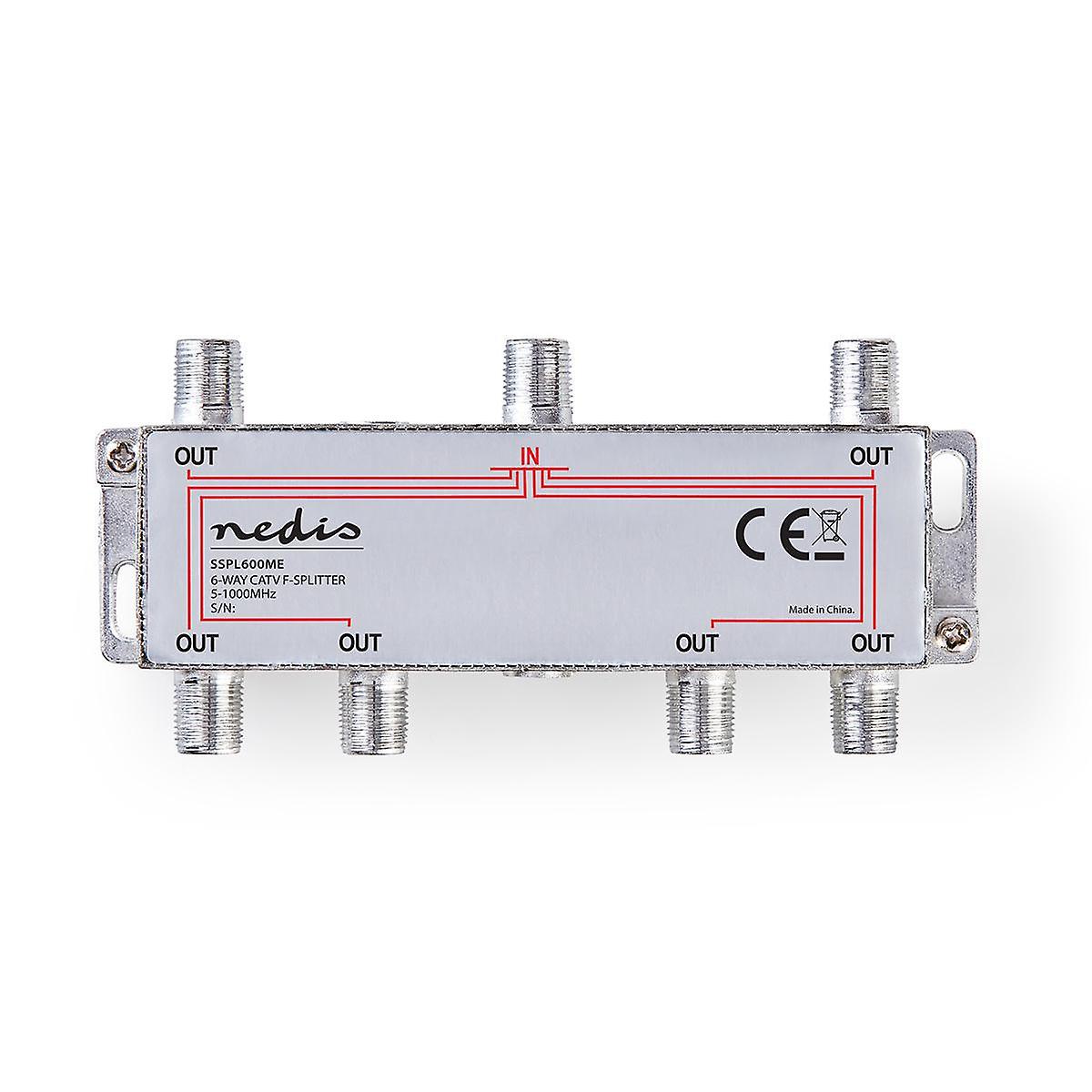 CATV Splitter | 5 - 1000 MHz | Tab af input: 10,0 dB | Antal resultater: 6 | 75 ohm | Zink