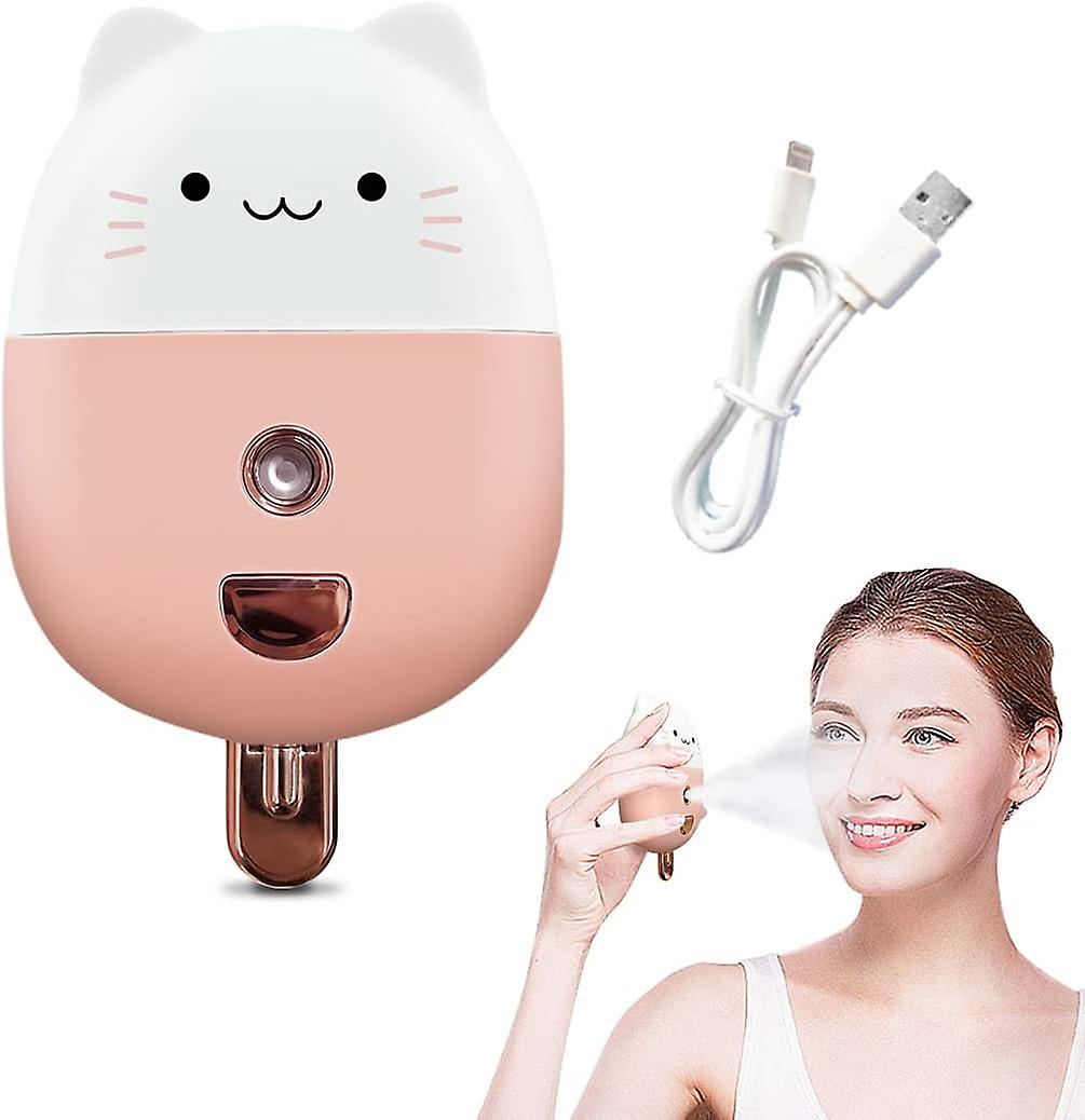 Portable Nano Facial Mister 40ml with 120DB Siren Self-defense Personal Sound Alarm for Women, Mini USB Rechargeable Facial Steamer Cute Handy Mist Sp