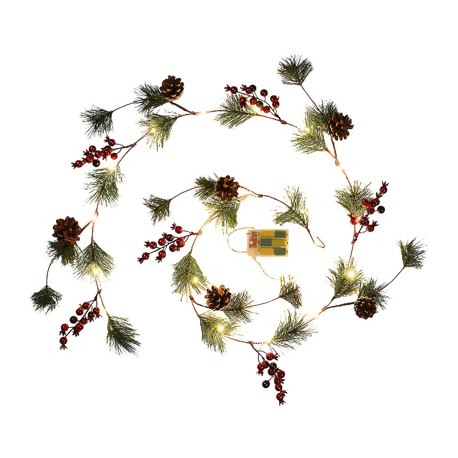 Christmas Pine Cone Berries Wreath - 1.8m With/without String Lights