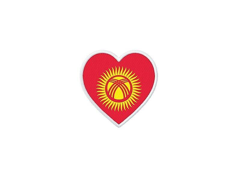 Patch badge ecusson prints thermocollant heart flag KS Kyrgyzstan