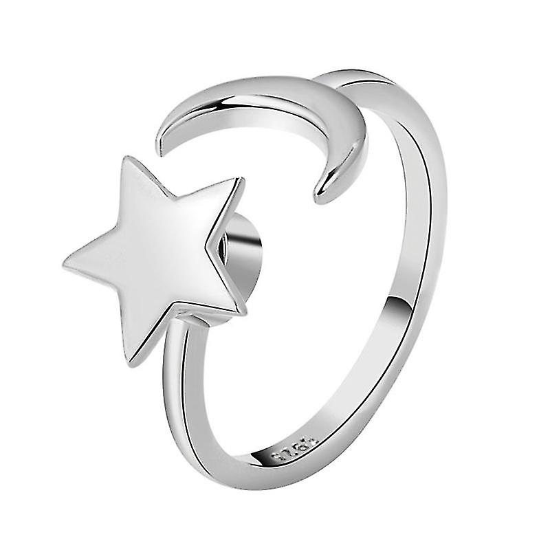 Creative Running Bead Ring Star Moon Rotating Ring Women's Simple Ring
