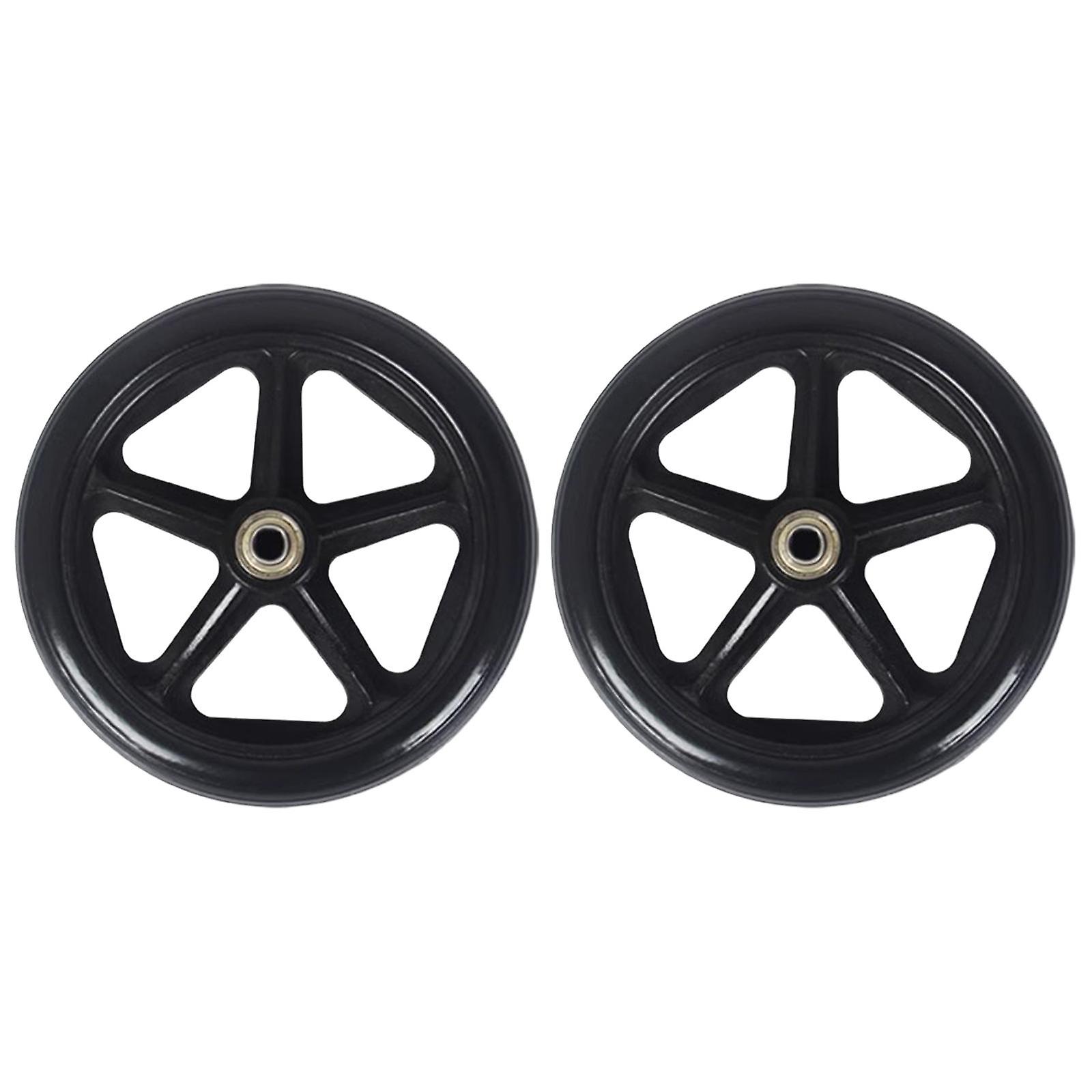 2 Stück Rollstuhl Ersatzräder verschleißfester Vollreifen für Rollatoren schwarz 6inch
